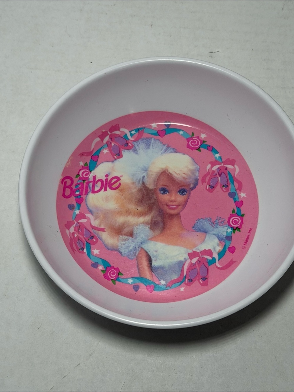 Vintage 90s Ballerina Barbie Plastic Melamine Kids Bowl